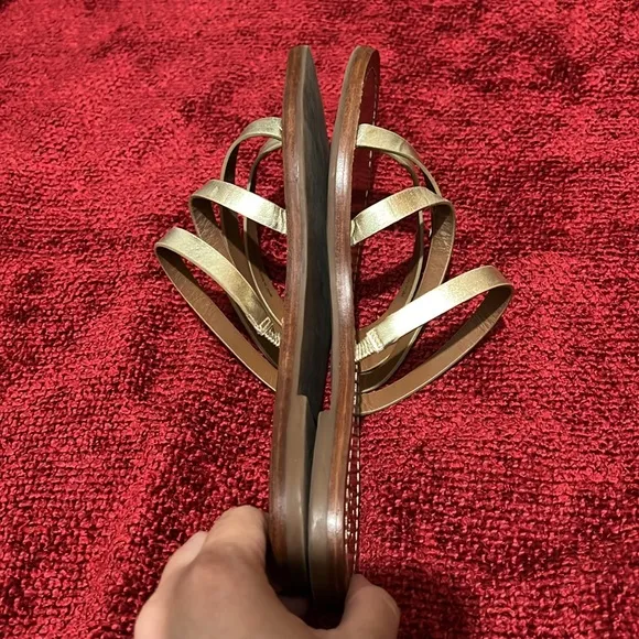 TORY BURCH Gold Sandals Size: 8.5