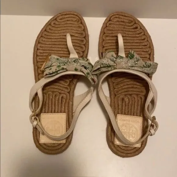 Tory Burch Ivory Box Penny Sandals
