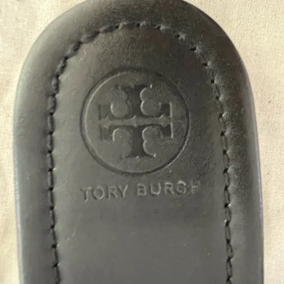 Tory Burch Marsden Flat Thong Sandal shoes Calf Leather black size 9 with dust…