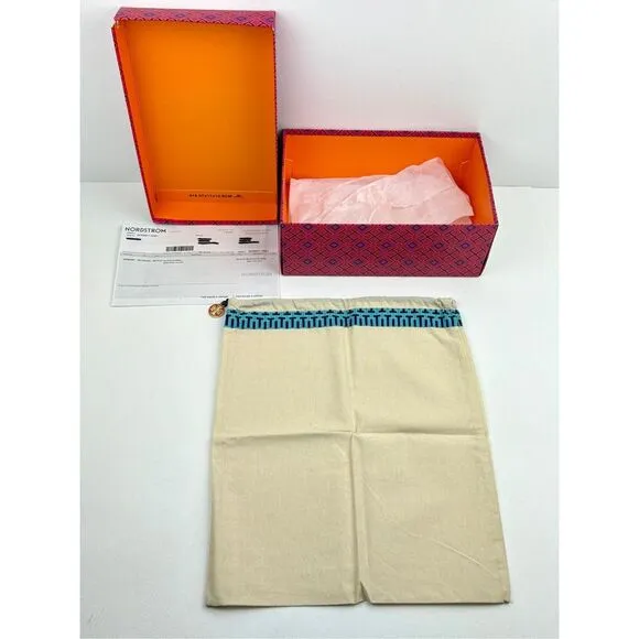 Tory Burch Miller Cloud Sandals Womens 7.5 Bright Peach Natural w/ Box &amp; Bag X22