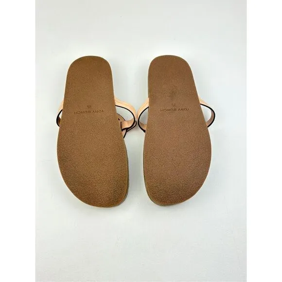 Tory Burch Miller Cloud Sandals Womens 7.5 Bright Peach Natural w/ Box &amp; Bag X22