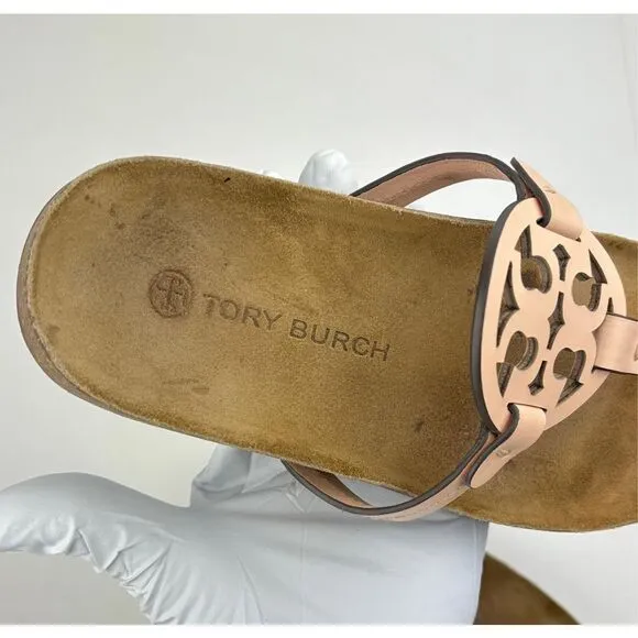 Tory Burch Miller Cloud Sandals Womens 7.5 Bright Peach Natural w/ Box &amp; Bag X22