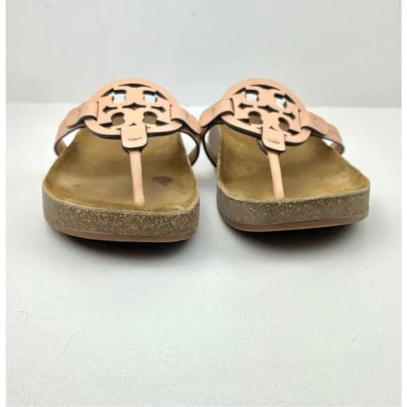 Tory Burch Miller Cloud Sandals Womens 7.5 Bright Peach Natural w/ Box &amp; Bag X22