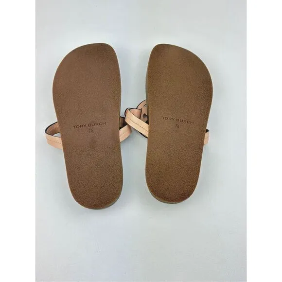 Tory Burch Miller Cloud Sandals Womens 7.5 Bright Peach Natural w/ Box &amp; Bag X22