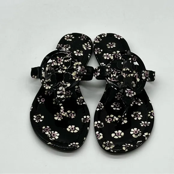 Tory Burch Miller Floral Patent Leather Sandals. Size 6.5