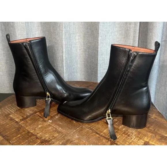 Tuckernuck A di GAETA Black Calf Leather L'Irrequieta Ankle Boots Size 6 US