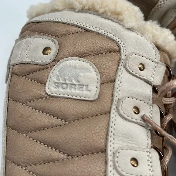 UEC Sorel cream &amp; gold duck boots waterproof shearling lined no box size 5.5