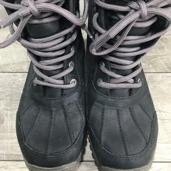 UGG 1102936 Adirondack II Waterproof Women Black Leopard Print Leather Boots 5.5