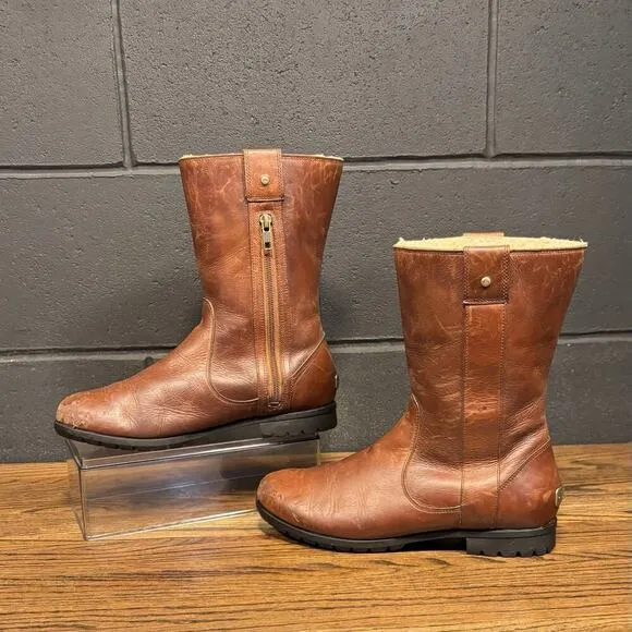Ugg Australia Burroughs Chestnut Waterproof Sheepskin Boots Women’s 9