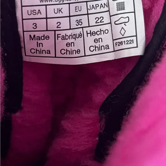 UGG Black and Pink Fur Lined Winter waterproof Boots kids 3