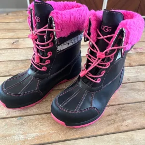 UGG Black and Pink Fur Lined Winter waterproof Boots kids 3