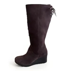 UGG Dawna Stout Brown Waterproof Suede Bow Wedge Knee High Boots 7 Sample