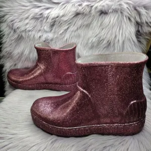 Ugg Drizlita Pink Glitter Waterproof Rain Boots Youth Sz 6 Womens Sz 8 EU 38