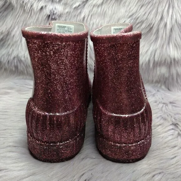 Ugg Drizlita Pink Glitter Waterproof Rain Boots Youth Sz 6 Womens Sz 8 EU 38
