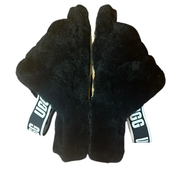 UGG Fluff Yeah Fuzz Sugar Sandals Black Size 5