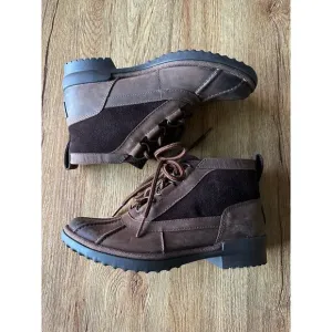 UGG Heather Brown Leather Sheepwool Waterproof Duck Boots Womens Size 5