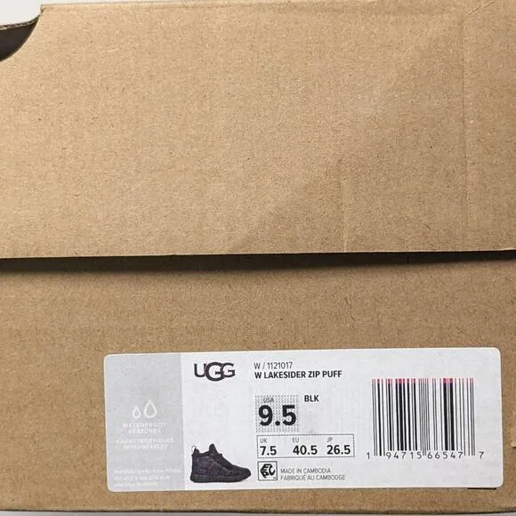 UGG Lakesider Zip Puff Boots, Black, Women's 9.5 M