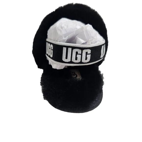 UGG Slippers Fluff Yeah Toddler Size 10  Fuzzy Black House Shoes 188