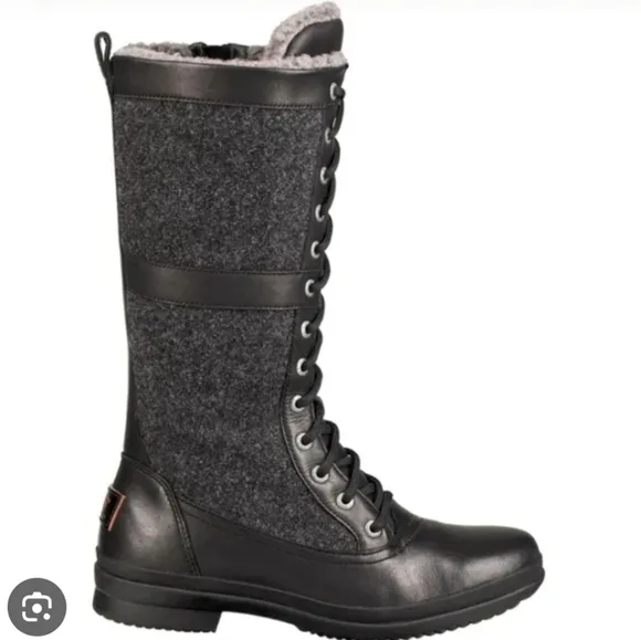 UGG Women's Leather Lace Up Elvia Waterproof Wool Lined Boots Sz 7