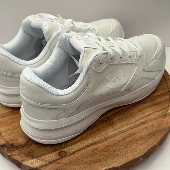 Under Armour Charged Edge Men's 14 Training Leather Wide Shoes 4E White Sneakers