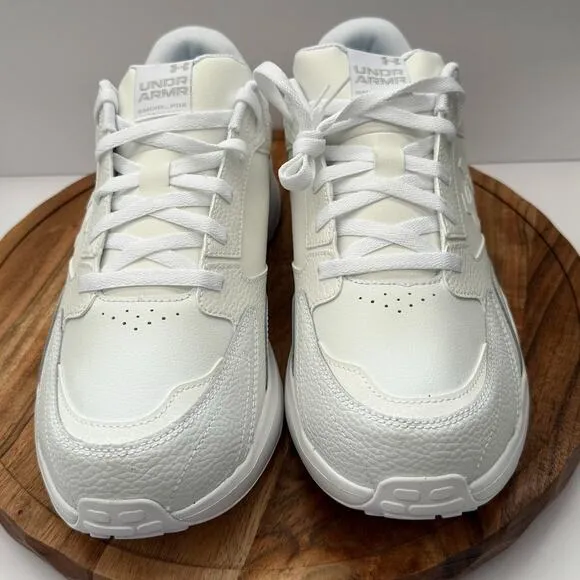 Under Armour Charged Edge Men's 14 Training Leather Wide Shoes 4E White Sneakers
