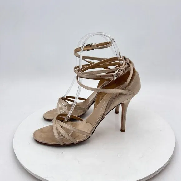 Valentino Garavani Women Size EU 36 US 6 Cream Leather Strappy Pump Heels