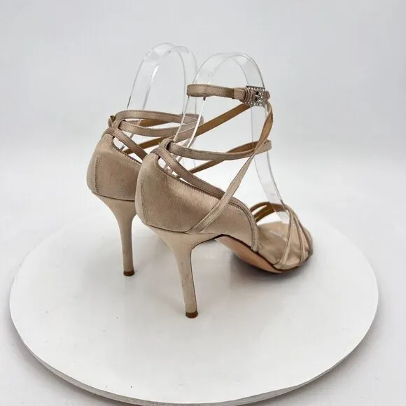 Valentino Garavani Women Size EU 36 US 6 Cream Leather Strappy Pump Heels