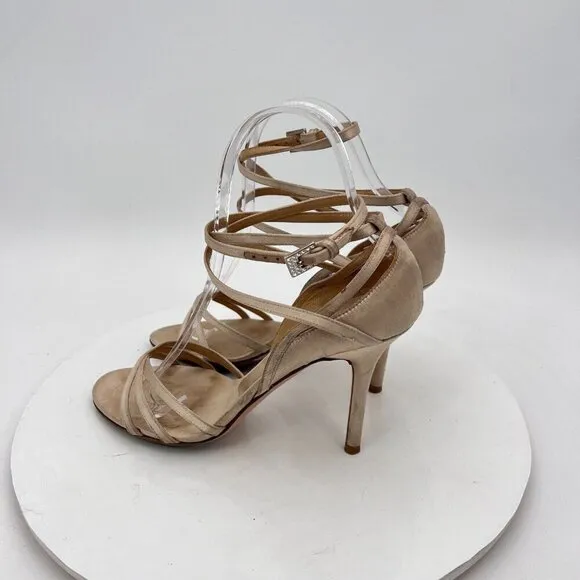 Valentino Garavani Women Size EU 36 US 6 Cream Leather Strappy Pump Heels