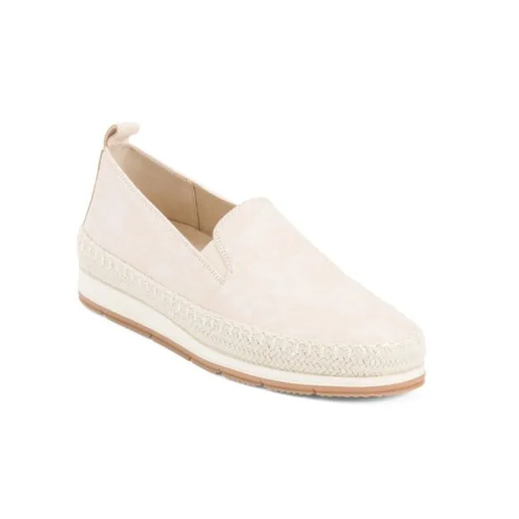 VANELI Cream Leather Qanat Athleisure Slip On Shoes With Braided Trim