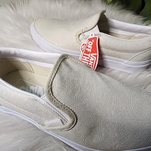 Vans Classic Slip-On Princess Paisley Bone Women Shoes size7 new