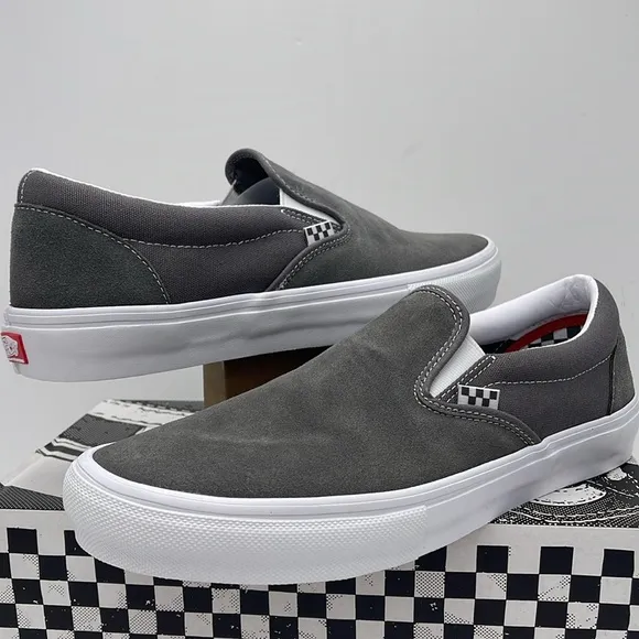 Vans Men's Gray Slip-On Shoes Skate Slip-OnPewter/True WhiteVN0A5FCA195 Snkrs