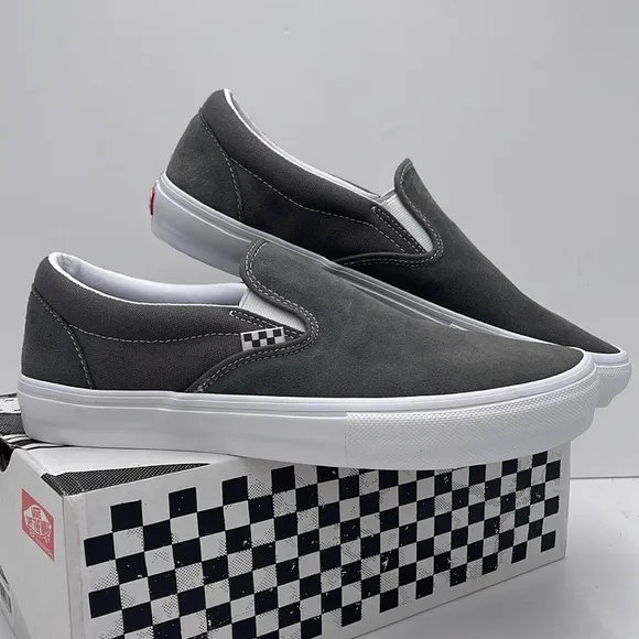 Vans Men's Gray Slip-On Shoes Skate Slip-OnPewter/True WhiteVN0A5FCA195 Snkrs