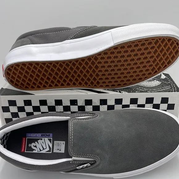 Vans Men's Gray Slip-On Shoes Skate Slip-OnPewter/True WhiteVN0A5FCA195 Snkrs
