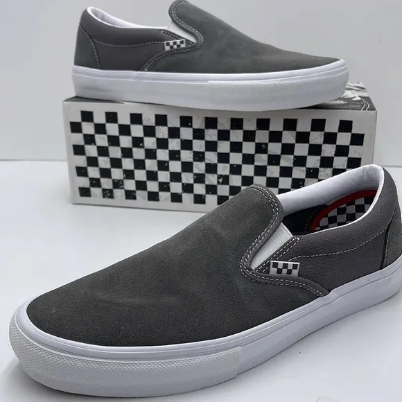 Vans Men's Gray Slip-On Shoes Skate Slip-OnPewter/True WhiteVN0A5FCA195 Snkrs