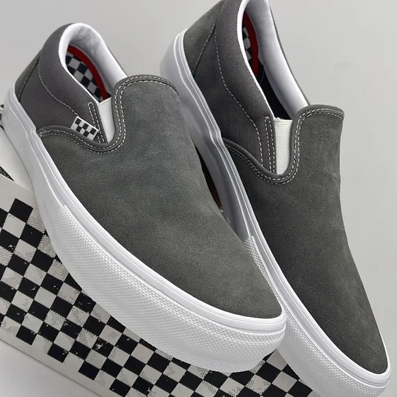 Vans Men's Gray Slip-On Shoes Skate Slip-OnPewter/True WhiteVN0A5FCA195 Snkrs