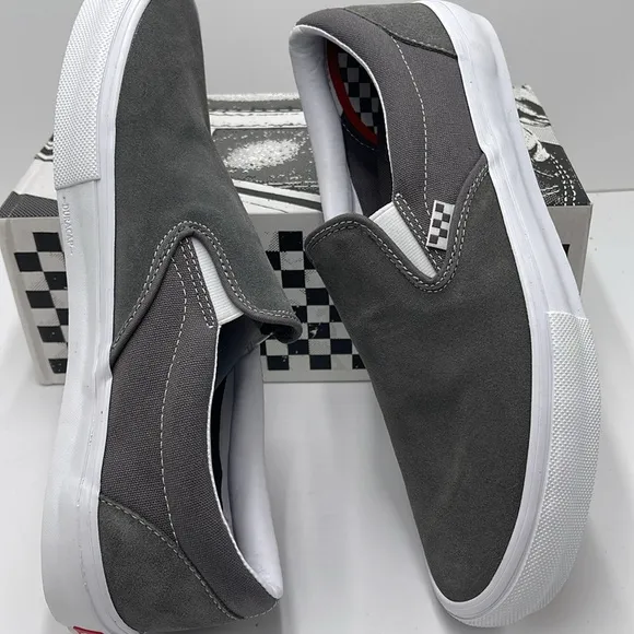 Vans Men's Gray Slip-On Shoes Skate Slip-OnPewter/True WhiteVN0A5FCA195 Snkrs