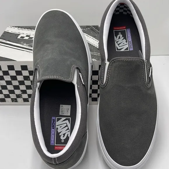 Vans Men's Gray Slip-On Shoes Skate Slip-OnPewter/True WhiteVN0A5FCA195 Snkrs