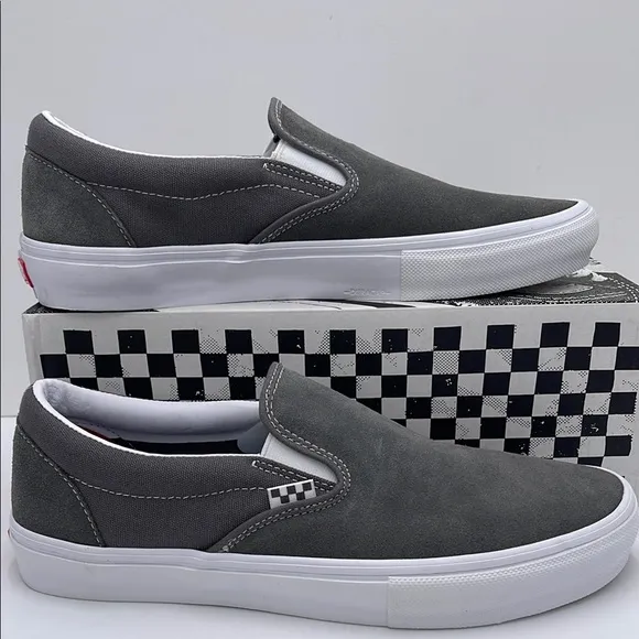 Vans Men's Gray Slip-On Shoes Skate Slip-OnPewter/True WhiteVN0A5FCA195 Snkrs