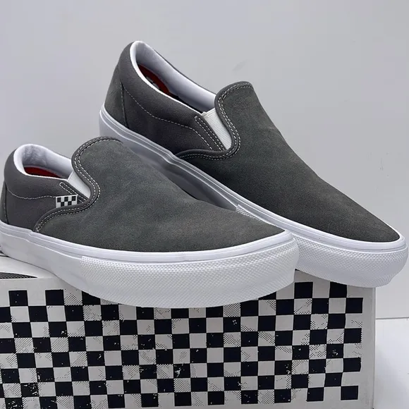 Vans Men's Gray Slip-On Shoes Skate Slip-OnPewter/True WhiteVN0A5FCA195 Snkrs