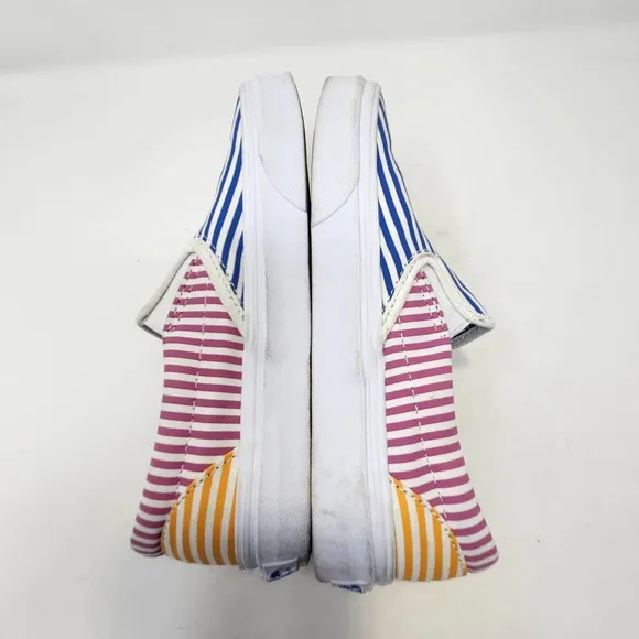 Vans Off The Wall Multi Color Stripe Slip On Canvas Shoes Mens 5 Womens 6.5