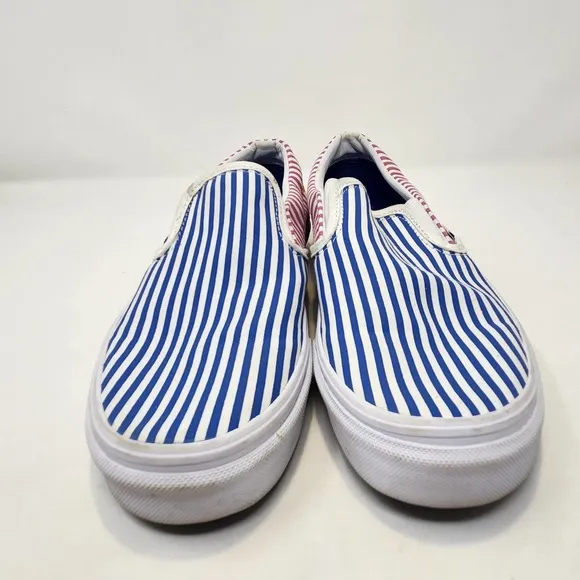 Vans Off The Wall Multi Color Stripe Slip On Canvas Shoes Mens 5 Womens 6.5