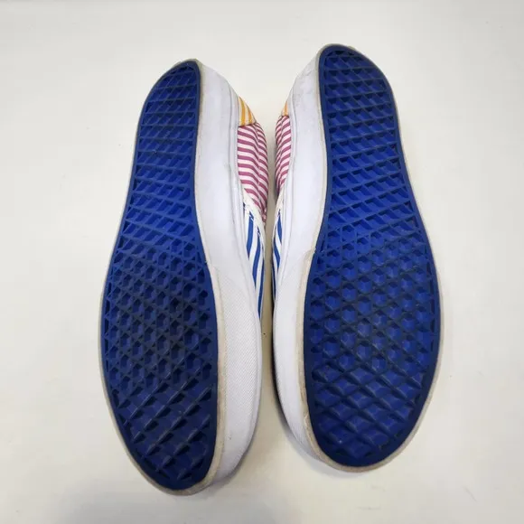 Vans Off The Wall Multi Color Stripe Slip On Canvas Shoes Mens 5 Womens 6.5