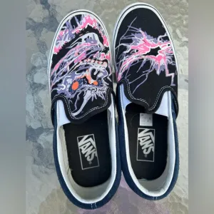 Vans Slip On Zap glow in the Dark trippy Skull skate shoe sneakers men’s 7.5/9 W