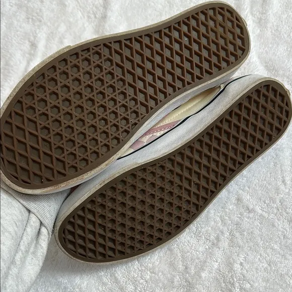 Vans Womens Checkered Slip-On Shoes - Pink and Cream