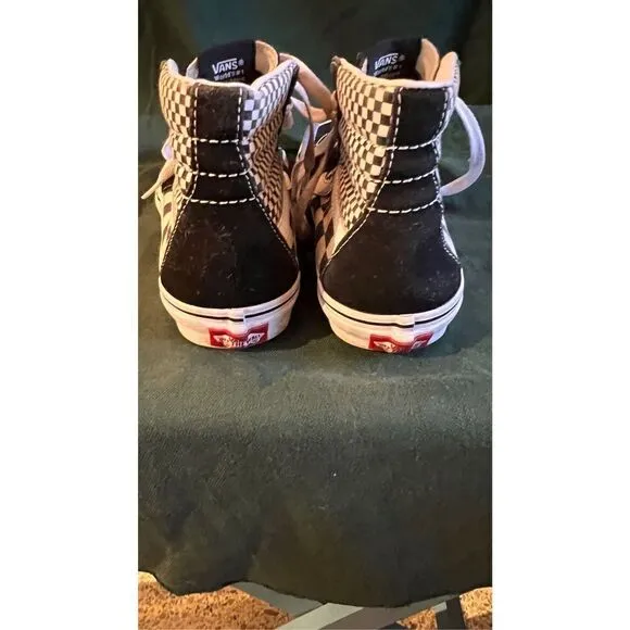 Vans Old Skool Checkered Lace Up High Cut Skate Shoes Black White Size 4.5