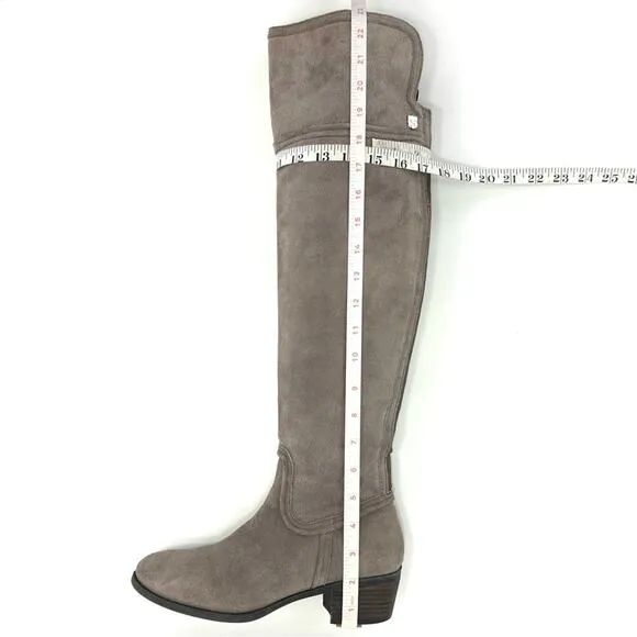 VINCE CAMUTO &quot;BALDWIN&quot; GRAY SUEDE BLOCK HEEL OVRT-THE-KNEE/THIGH-HIGH BOOTS