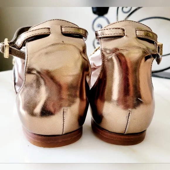 Vince Camuto Manelle Bronze Mirror Metallic Embellished Jewel Sandals Leather 9