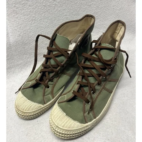 Vintage 50’s 60’s Euro Green And Brown Sneaker Shoe 28.5 10.5 Men’s Hiking Camp
