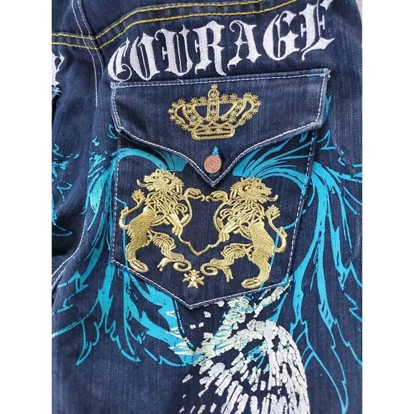 Vintage Antique Gold Brooklyn Fit 34Wx32I  Streetwear Funky Denim Jeans