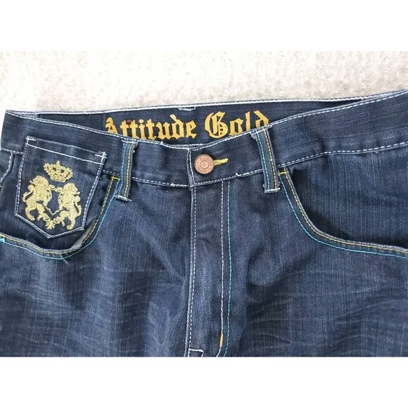 Vintage Antique Gold Brooklyn Fit 34Wx32I  Streetwear Funky Denim Jeans
